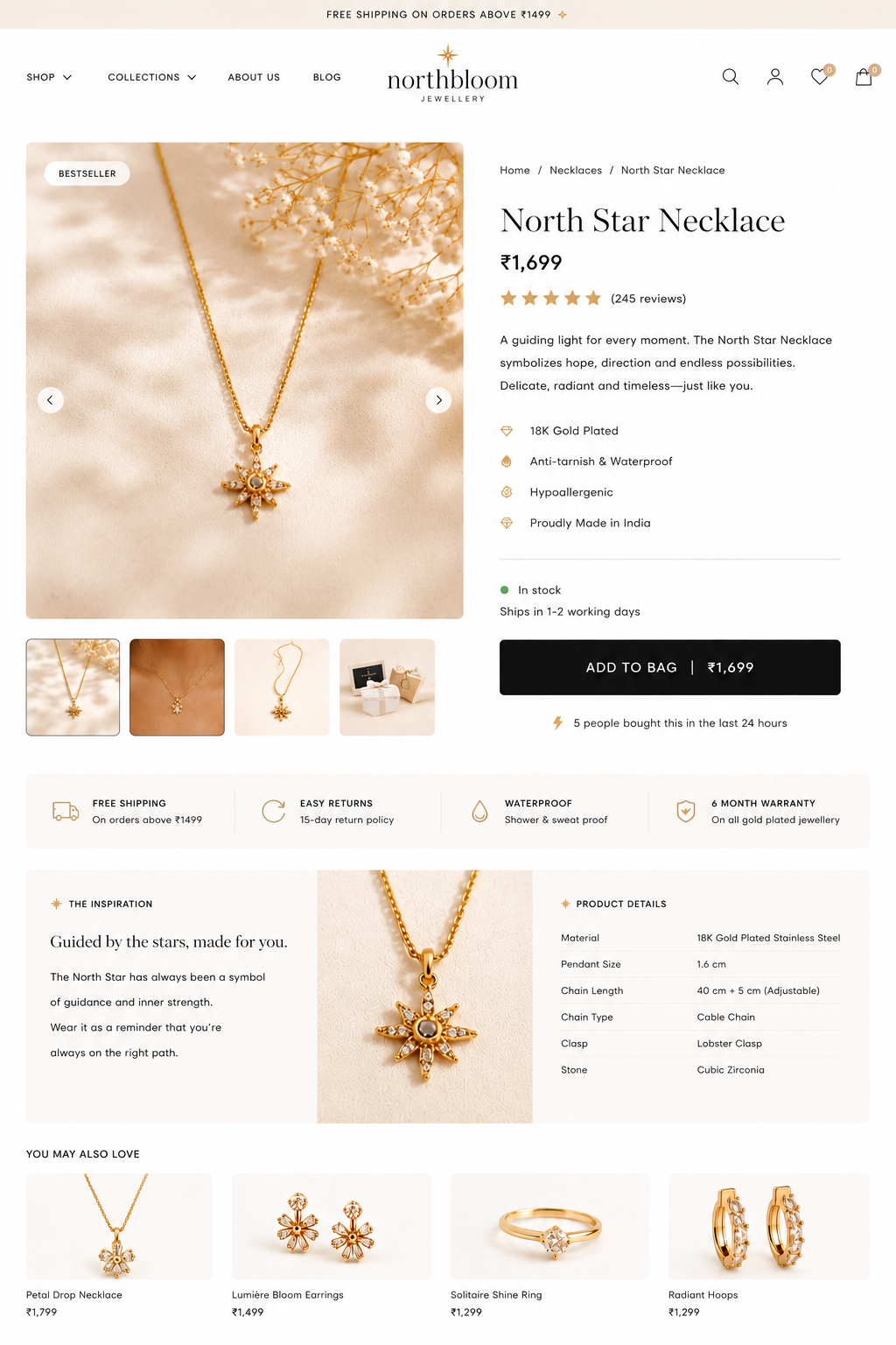 North Star Necklace product page